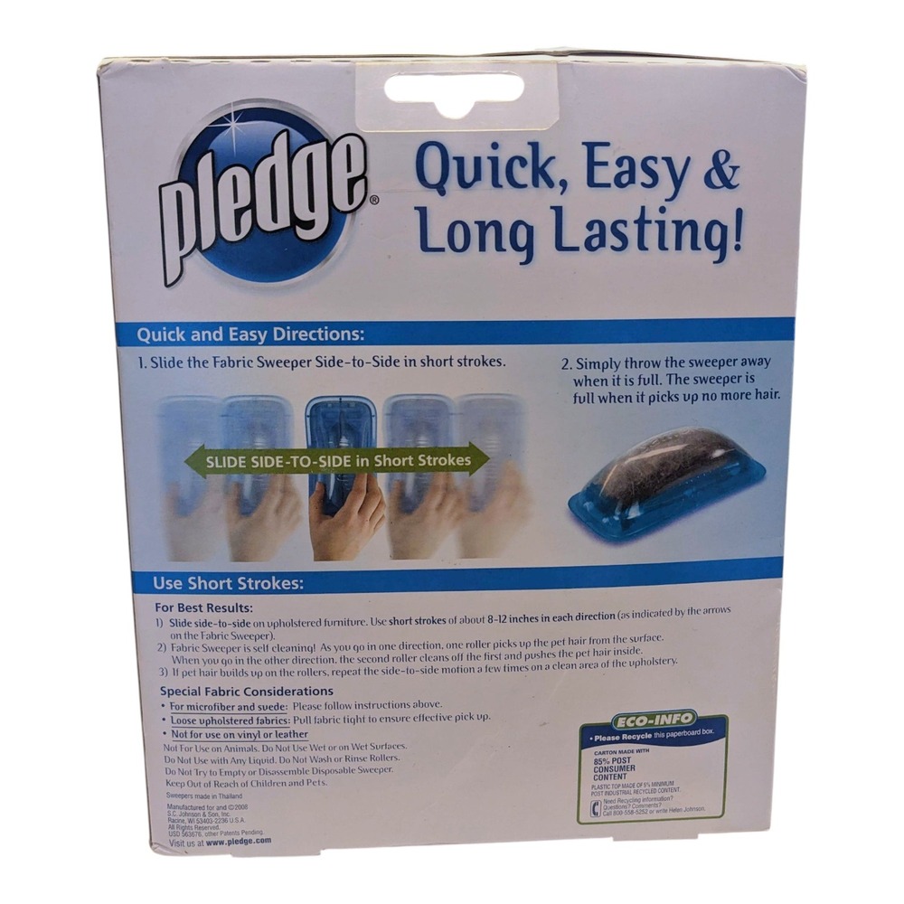 Pledge Fabric Sweeper For Pet‎ Hair 2 TWO Multi-Use Disposable Rollers Cleaning - Picture 2 of 6